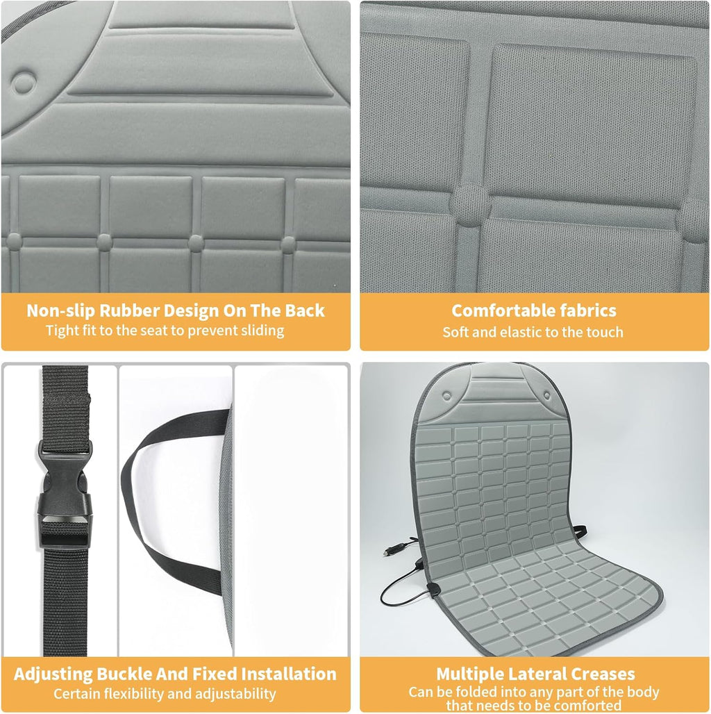 Seat Cover for Cold Weather, Winter Seat Cushion with Adjustanle Buckle for Full Back and Seat (1, Gray)