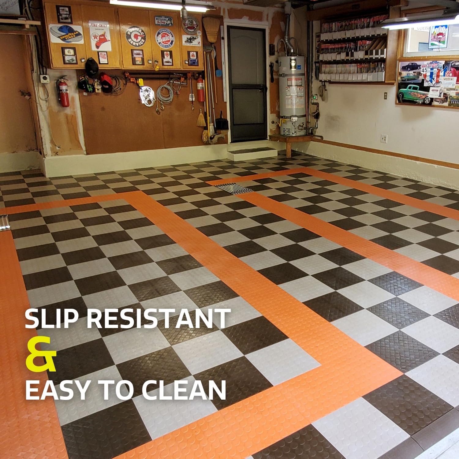 Big Floors RaceDeck CircleTrac, Interlocking Non-Slip Garage Flooring Tile, Durable, Modular, Heavy-Duty Copolymer, Easy Install (Black, 12 Pack of 12 x 12" Tiles)