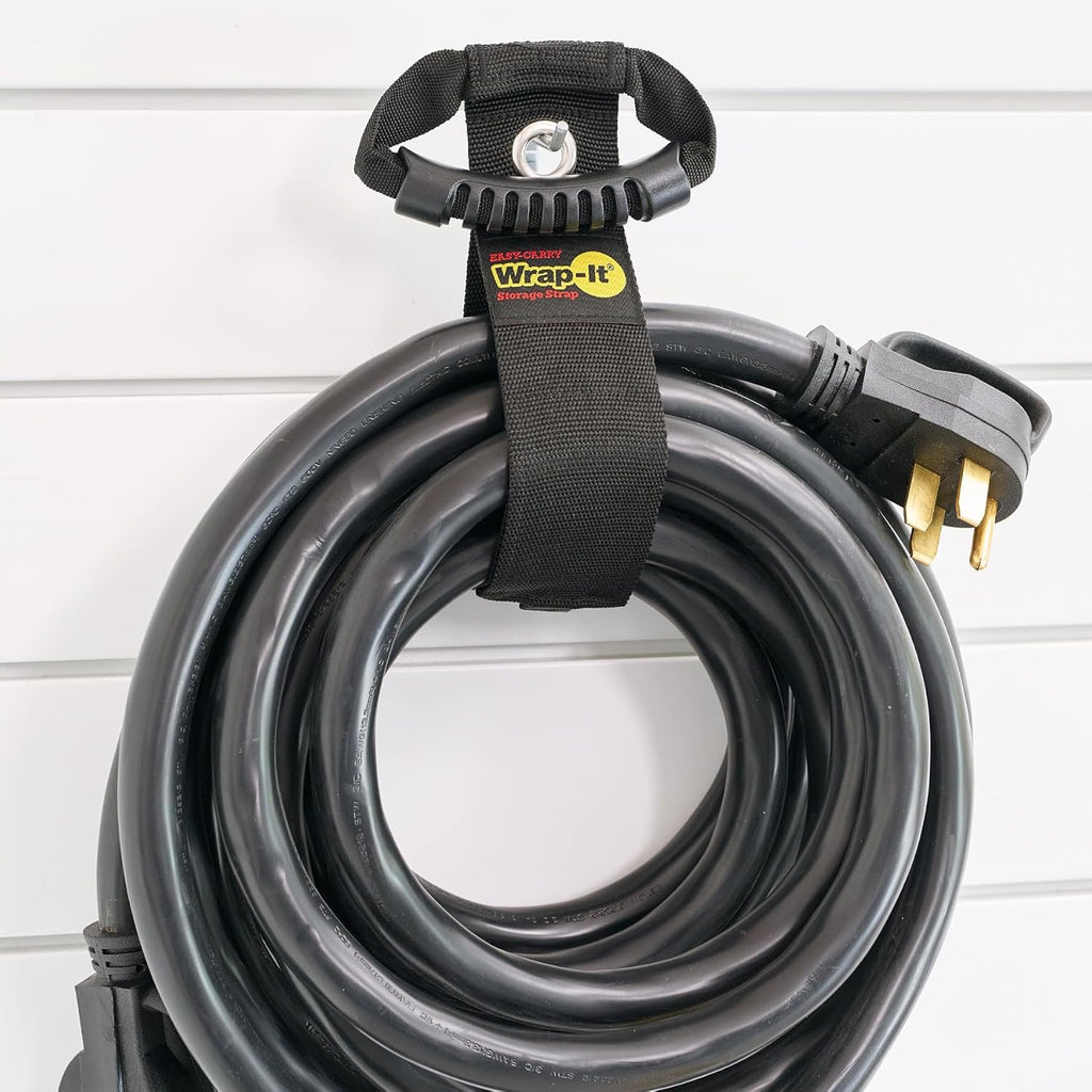 Easy-Carry Wrap-It Storage Straps - 22” (2-Pack) Blaze Orange with Grommet - Extension Cord Storage Holders and Carrying Straps for Garden Hose Storage