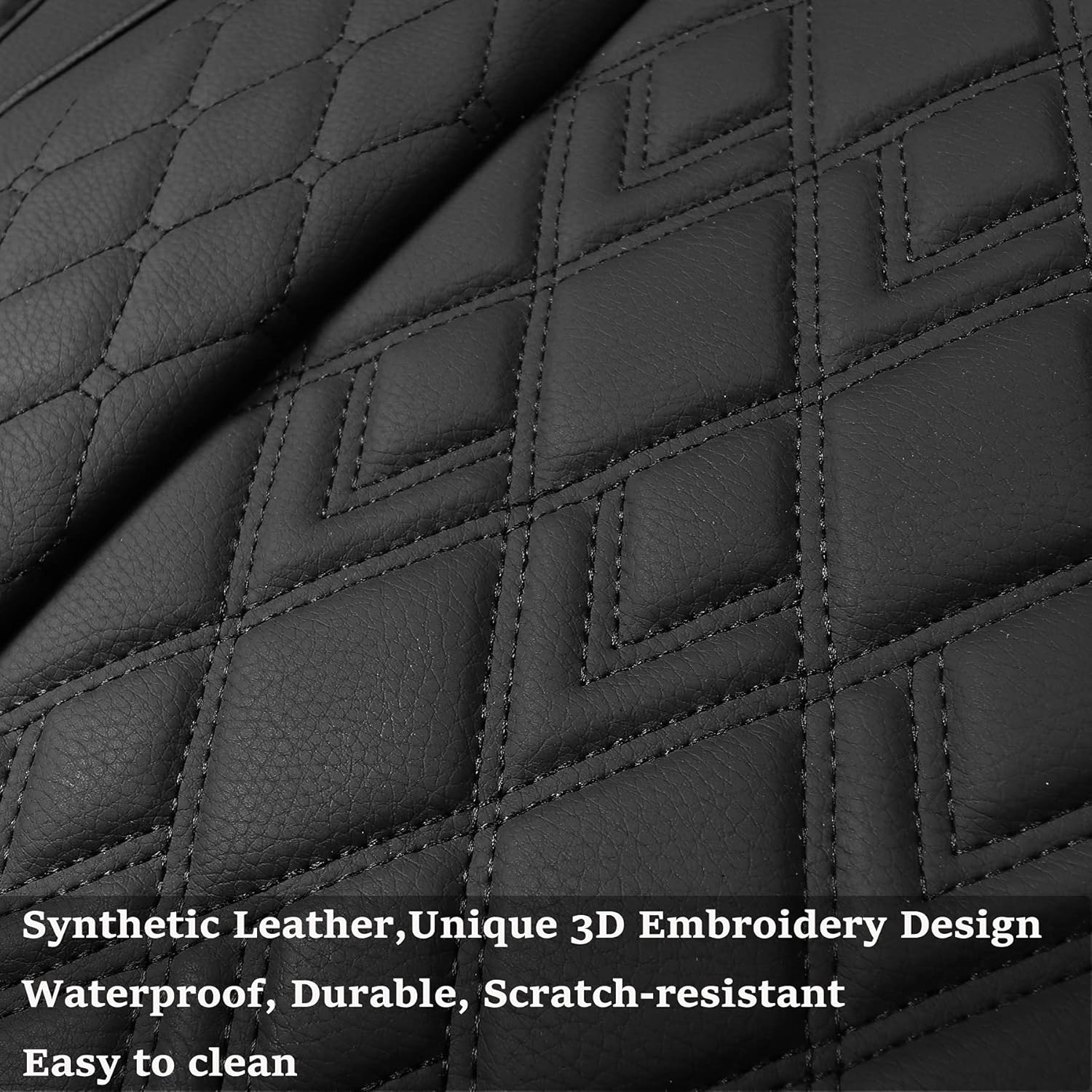 JOJOBAY Car Seat Covers for Dodge Ram 2 Pcs Front,Fit Ram 2009-2025 1500/2500/3500 Pick-up Truck,Crew,Regular,Quad,Mega Cab,Waterproof Leather Automotive Seat Covers 2 PCS Front,Black