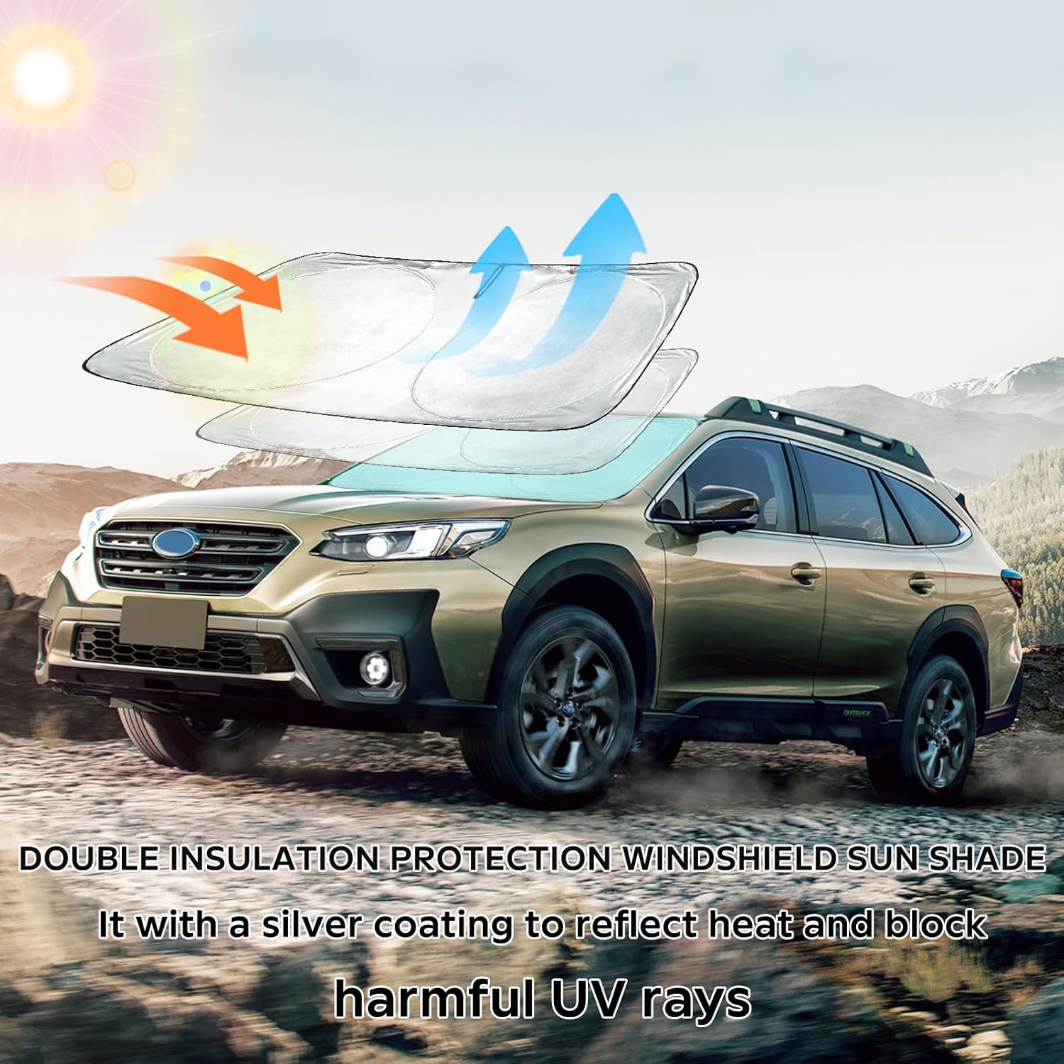 INSAUTO for Outback 2024 Window Sunshade Windshield Sun Shade for 2020-2023 Subaru Outback Windshield Cover Custom Fit Sun Visor Reflective Protector Foldable Front Window Shield Car Accessories