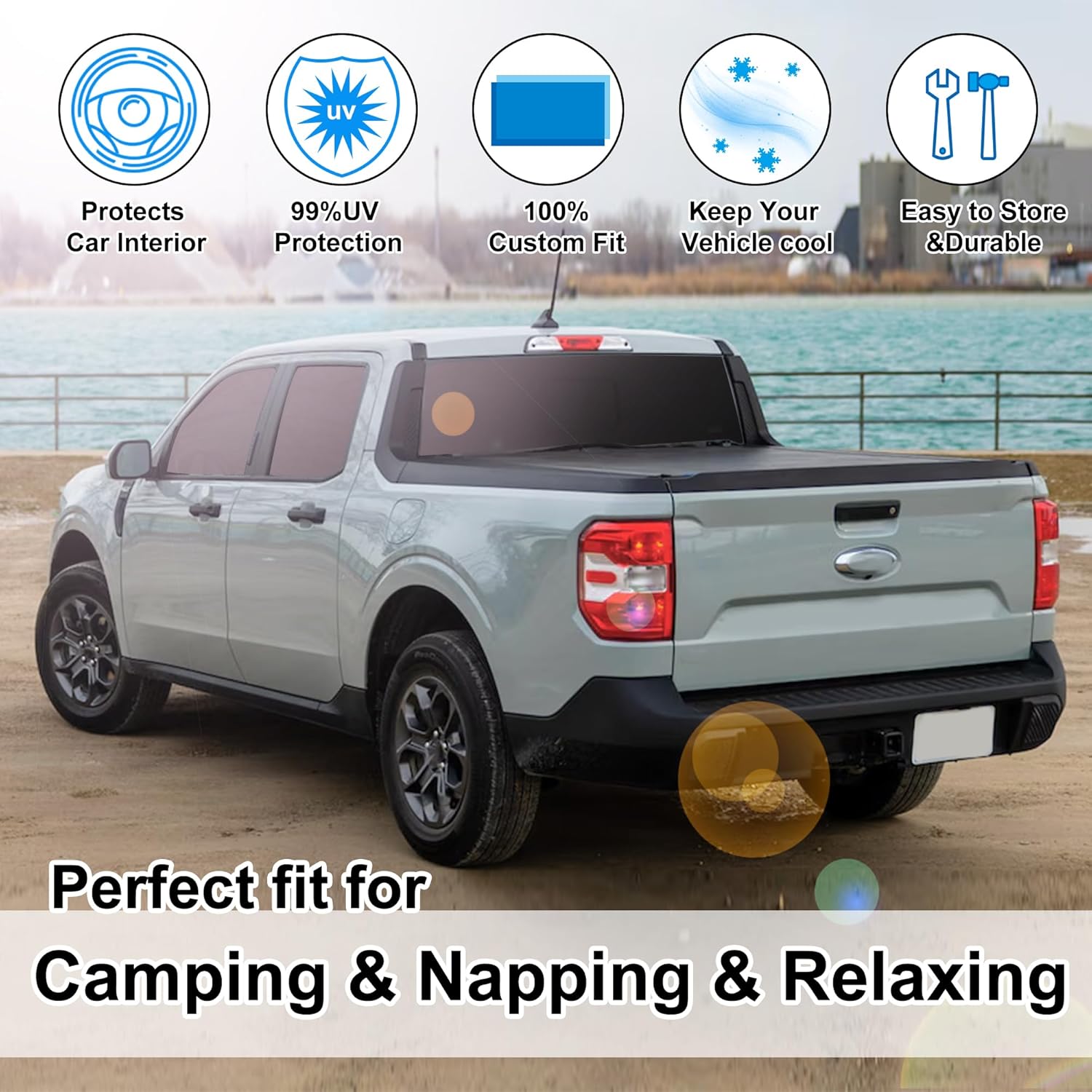 TINGLU Window Shades for Ford Maverick 2022-2024 2025 Accessories Car Side Full Windows Rear Triangular Windshield Sun Shade Sun UV Rays & Privacy Protection for Camping 6PCS