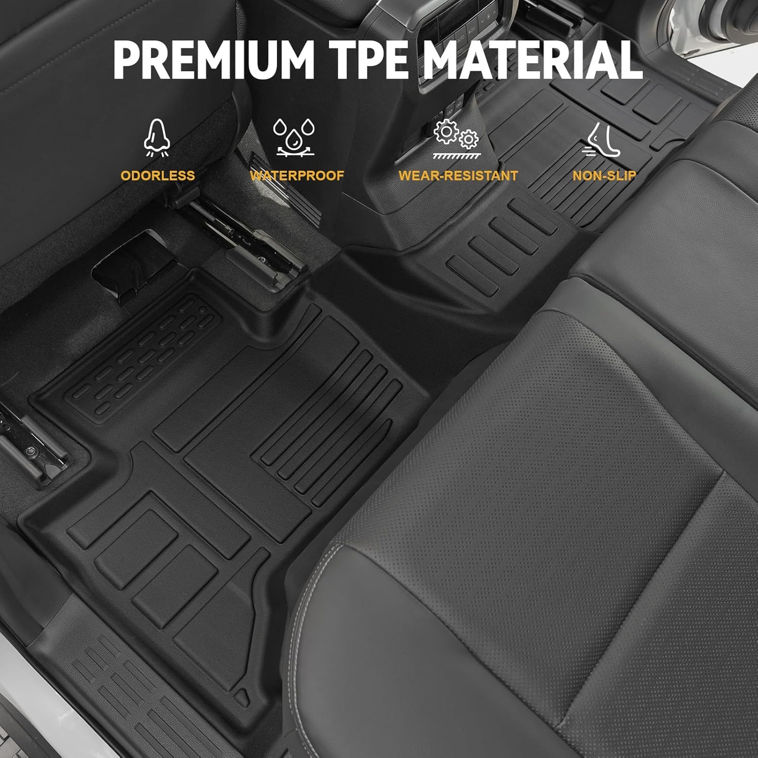Floor Mats Set for 2024 2025 Toyota Land Cruiser Prado 5 Seats, Full Coverage All Weather Floor Mats Cargo Mat with Backrest Protectors & Door Sill Guards for Land Cruiser Accessories