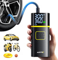 AUXITO Tire Inflator Portable Air Compressor - 150PSI 1Min Fast Inflate Air Pump for Car Tires with Tire Pressure Gauge, LED Flashlight, Portable Tire Inflatores for Car, Sedan, Motorcycle, Bike, Ball