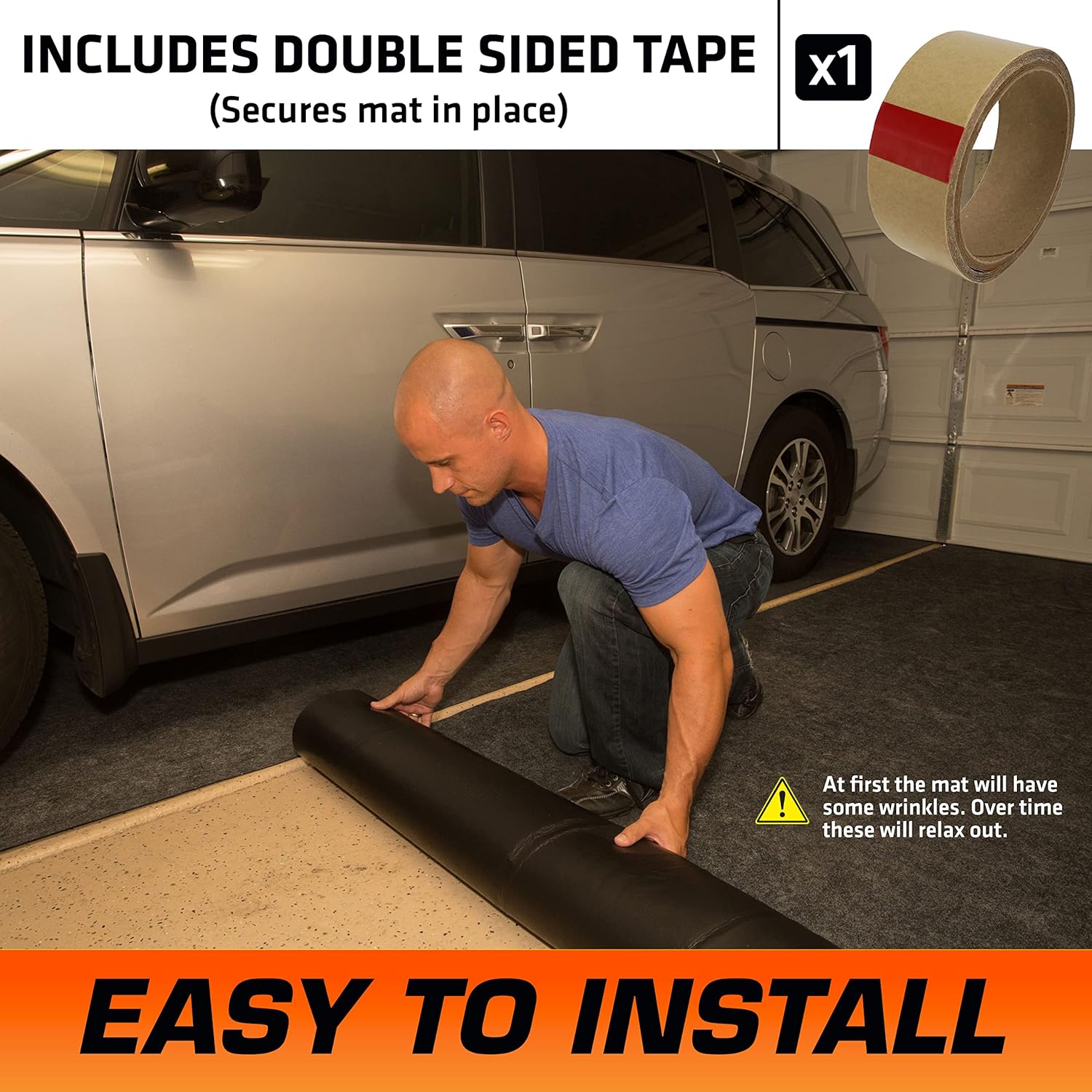Armor All Original XL Garage Floor Mat, (22' x 8'10"), (Includes Double Sided Tape), Protects Surfaces, Transforms Garage - Absorbent/Waterproof/Durable (USA Made) (Charcoal)