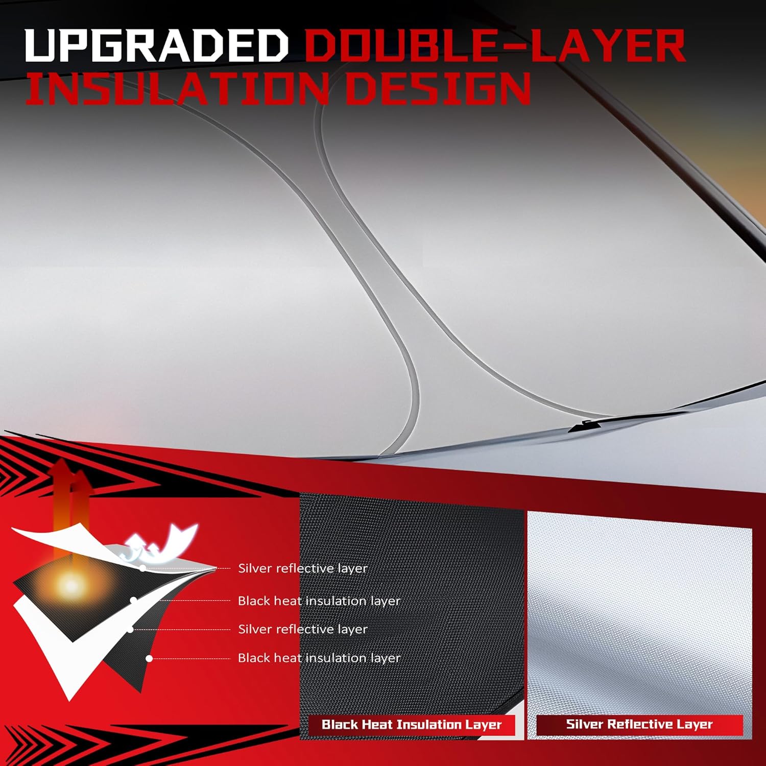 Windshield Sun Shade for 2018-2025 Ford Expedition Foldable Sun Sunshade for Car Front Window Blocks UV Rays and Heat Automotive Interior Protector Custom Fit Accessories