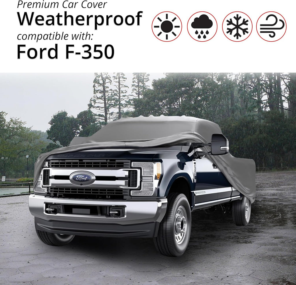 Car Covers Weatherproof Max Truck Cover & Warranty Compatible with Ford 1990-2002 F-350 Regular Cab, 8'– Outdoor Cover, Prevents Theft with Cable Lock
