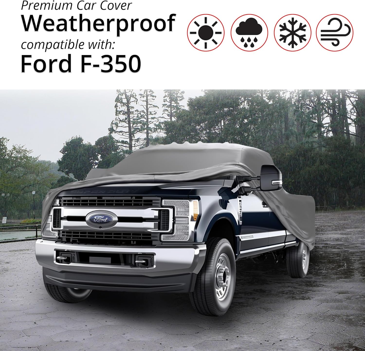 Car Covers Weatherproof Max Truck Cover & Warranty Compatible with Ford 1990-2002 F-350 Regular Cab, 8'– Outdoor Cover, Prevents Theft with Cable Lock