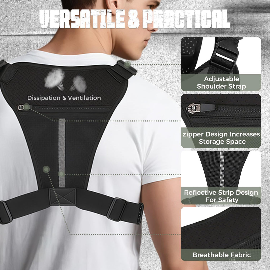 Outdoor Chest Bag For Men, EDC Chest Pack With Built-In Phone Holder, Lightweight Chest Rig Pouch