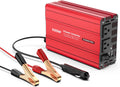 SUNWHEEL 500W Power Inverter DC 12V to 110V AC Car Inverter with 2 x 3.1A USB Ports and Dual AC Outlet, Equipped with 1 Cigarette Lighter and 2 Battery Clamps for Road Trip and Camping