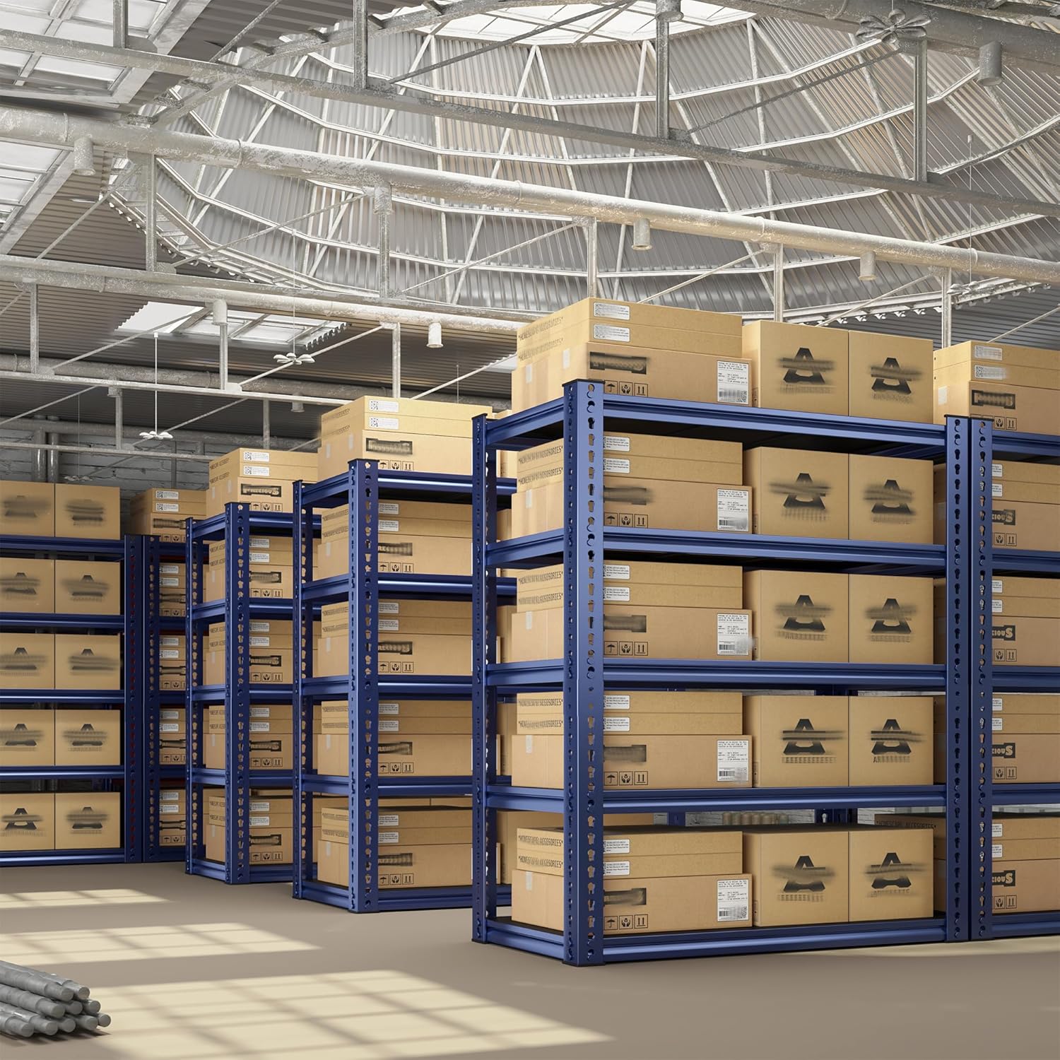 REIBII Garage Shelving 72" H Storage Shelves Sturdy Metal Shelves Heavy Duty 5 Tier Metal Shelving for Kitchen Closet Basement Warehouse 72" H x 32" W x 17.1" D Blue