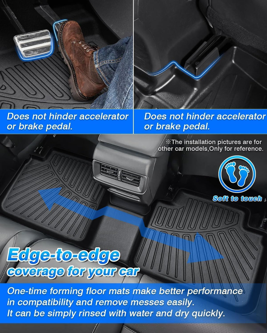 Cartist Floor Mats Fit for 2014-2018 Chevy Silverado & GMC Sierra 1500 Crew Cab;2015-2019 Silverado/Sierra 2500HD/3500 HD Crew Cab, All Weather TPE Custom Fit Silverado Floor Mats 1st & 2nd Row