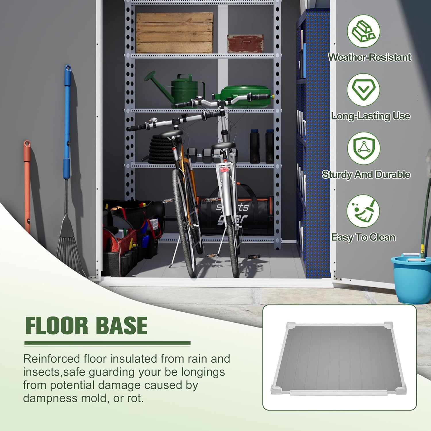 6x6 Resin Outdoor Storage Shed Kit-Perfect to Store Patio Furniture, Garden Tools Bike Accessories, Beach Chairs and Lawn Mower, Grey & White