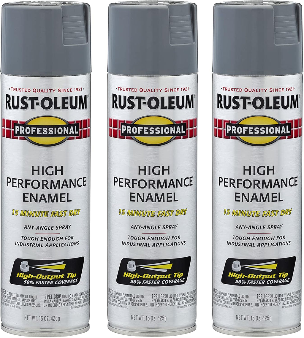 Rust-Oleum 7587838-3PK Professional High Performance Enamel Spray Paint, 15 Oz, Gloss Dark Machine Gray, 3 Pack