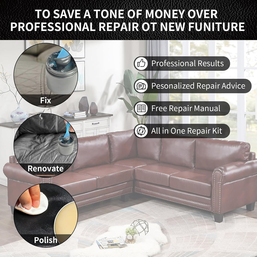 Leather Repair Kit Recoloring Balm Cleaner Conditioner Waterproof Beeswax Oil for Car Seat Furniture Couch Shoe Leather Vinyl(Beige)