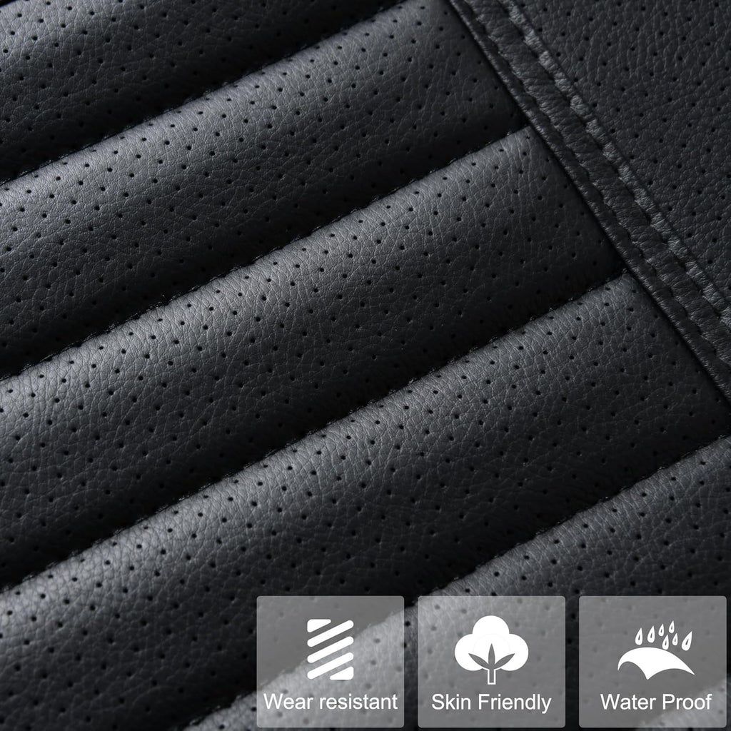 1pc Edge Wrapping Comfortable Car Front Seat Cover Cushion Pad Mat Protector, Anti-Slip Bottom Seat Cushion Cover for Auto with PU Leather(Black)