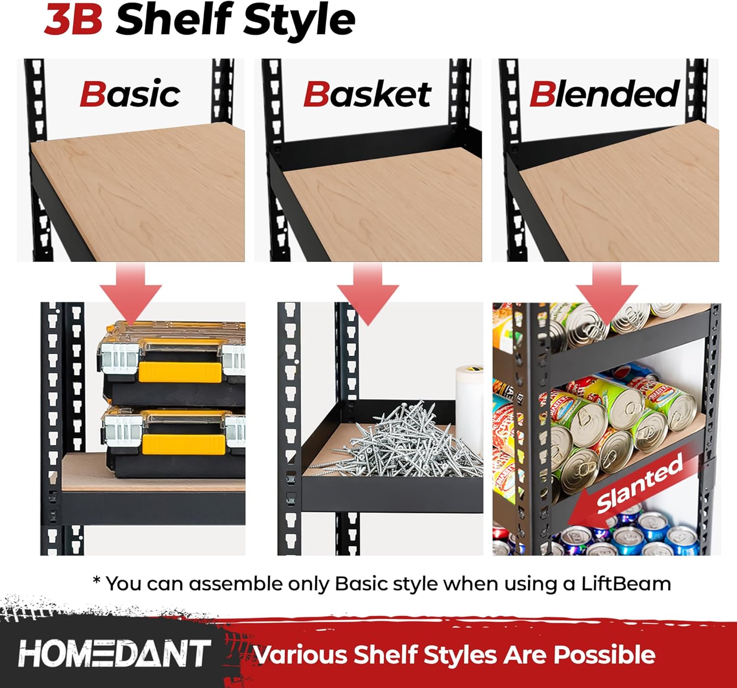 HOMEDANT 5-Tier Laminated Boltless Heavy Duty Metal Shelving Unit Adjustable Garage Storage Utility Rack Shelves Organization Multipurpose Shelf Warehouse Industrial 39.8" W x 18.2" D x 71.3" H 4Pack
