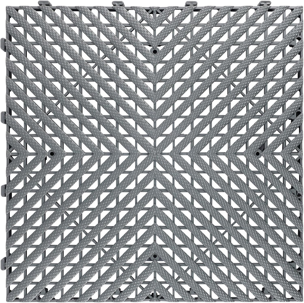 Interlocking Garage Floor Tiles - 0.79in,Vented, Self-Draining, Non-Slip Flooring, Modular, Virgin Polypropylene, Ideal for Garages, Patios, Basements, Decks -51.6 sq ft (Grey, 30PCS)