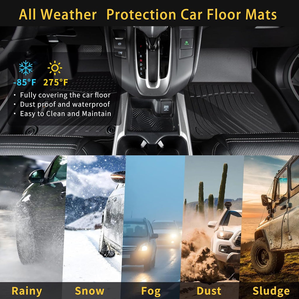 GINOWY- Floor Mats & Cargo Liner for Volkswagen Tiguan 2018-2024丨TPE All Weather Mats for VW Tiguan Non-Slip Waterproof Cargo Trunk Mat Easy to Clean Floor Liners Accessories Black