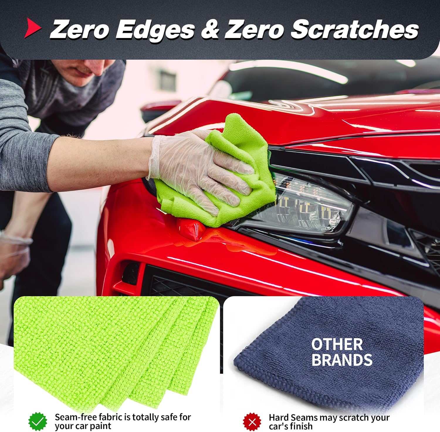 FIXSMITH Microfiber Cleaning Cloth, 100 Pack Shop Towels, Micro Fiber Cloth for Cleaning Car, All-Purpose Absorbent Cleaning Rags for Housekeeping, Dust Cloth for Office, Car Wash Towels, 12inx12in