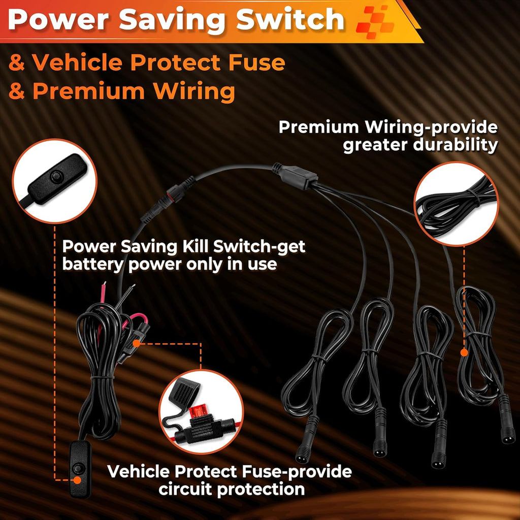 20 Pods Pure White LED Rock Lights Kit with Switch Wiring Harness,6500K 540 LEDs Bright Rock Lights for Trucks,Waterproof Underglow Light for Car Jeep Off Road ATV UTV SUV
