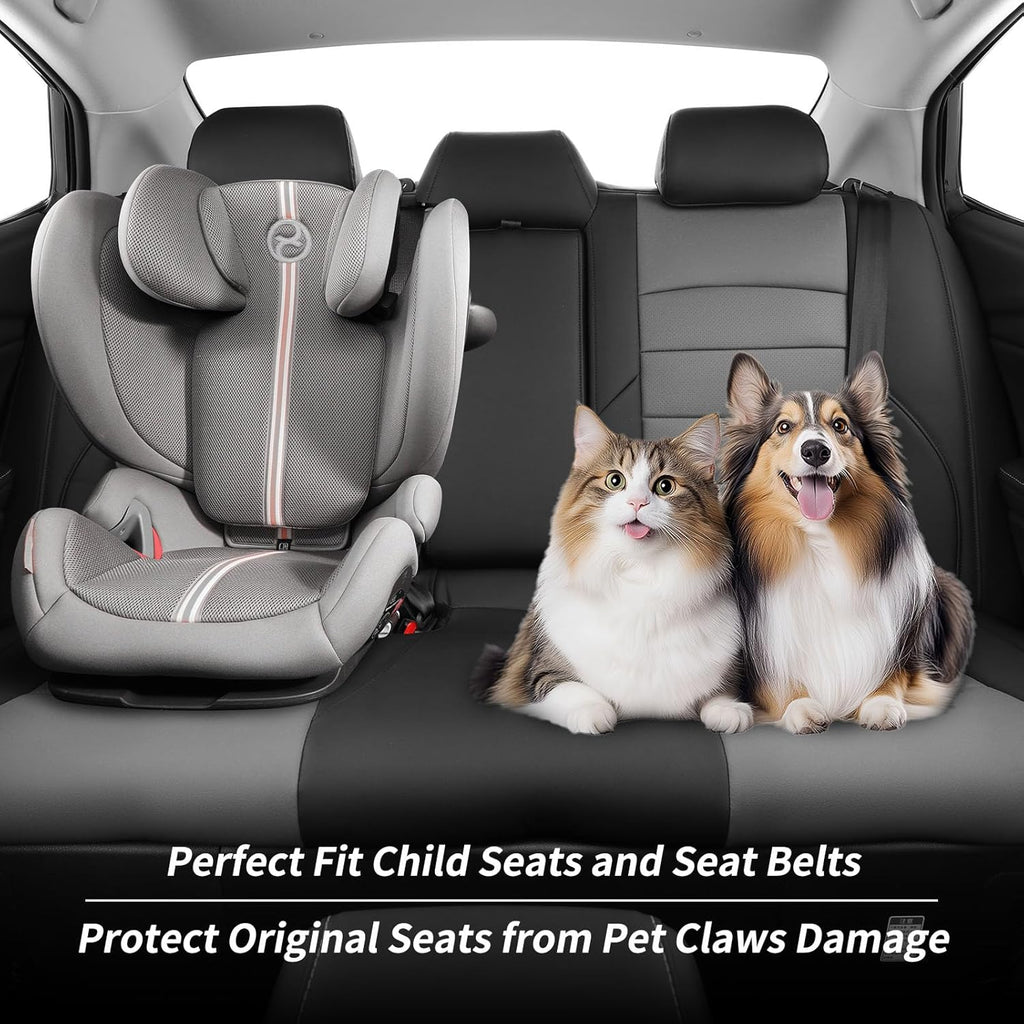 coverdream Custom Fit Camry Car Seat Covers for 2025 Toyota Camry Hybrid LE,SE,Full Coverage,Airbag Compatible Waterproof Leather Car Seat Protector(Full Set,Black/Gray)