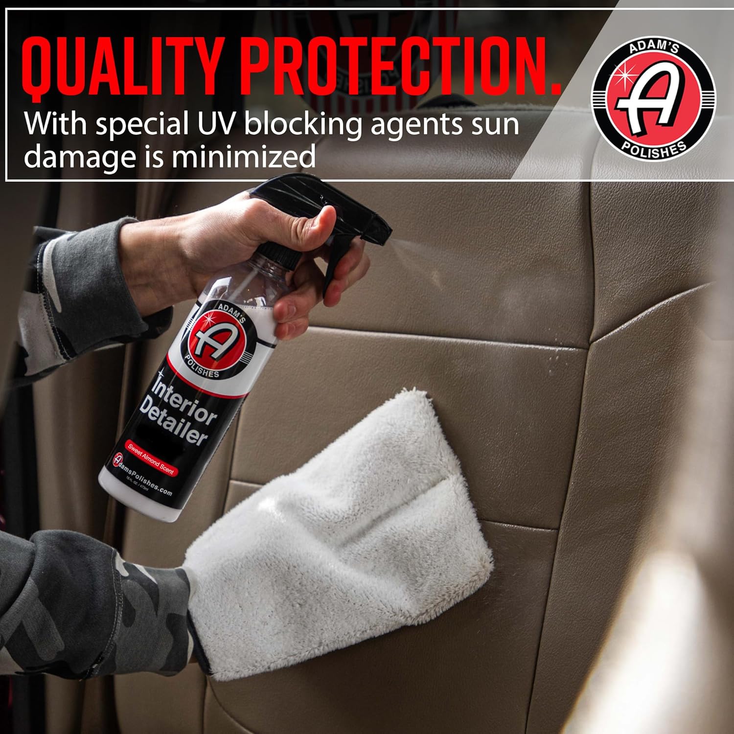 Adam's Polishes Interior Detailer Gallon (Sweet Almond) - Total Car Interior Cleaner, Protectant & Dressing | All Purpose Cleaner & Leather Conditioner | Vinyl, Dashboard, Screen, Seat Cleaner & More