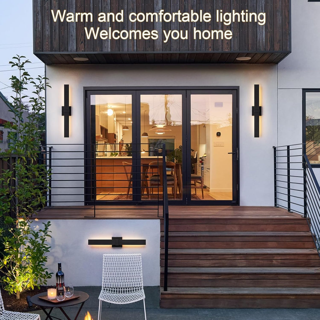 Modern Outdoor Wall Light Fixtures 27.2" Black Outdoor Porch Lights Exterior LED Wall Sconces, 12W Integrated LED Long Outside Light Fixtures for Garage, Porch, Patio, Front Door, House, etc.