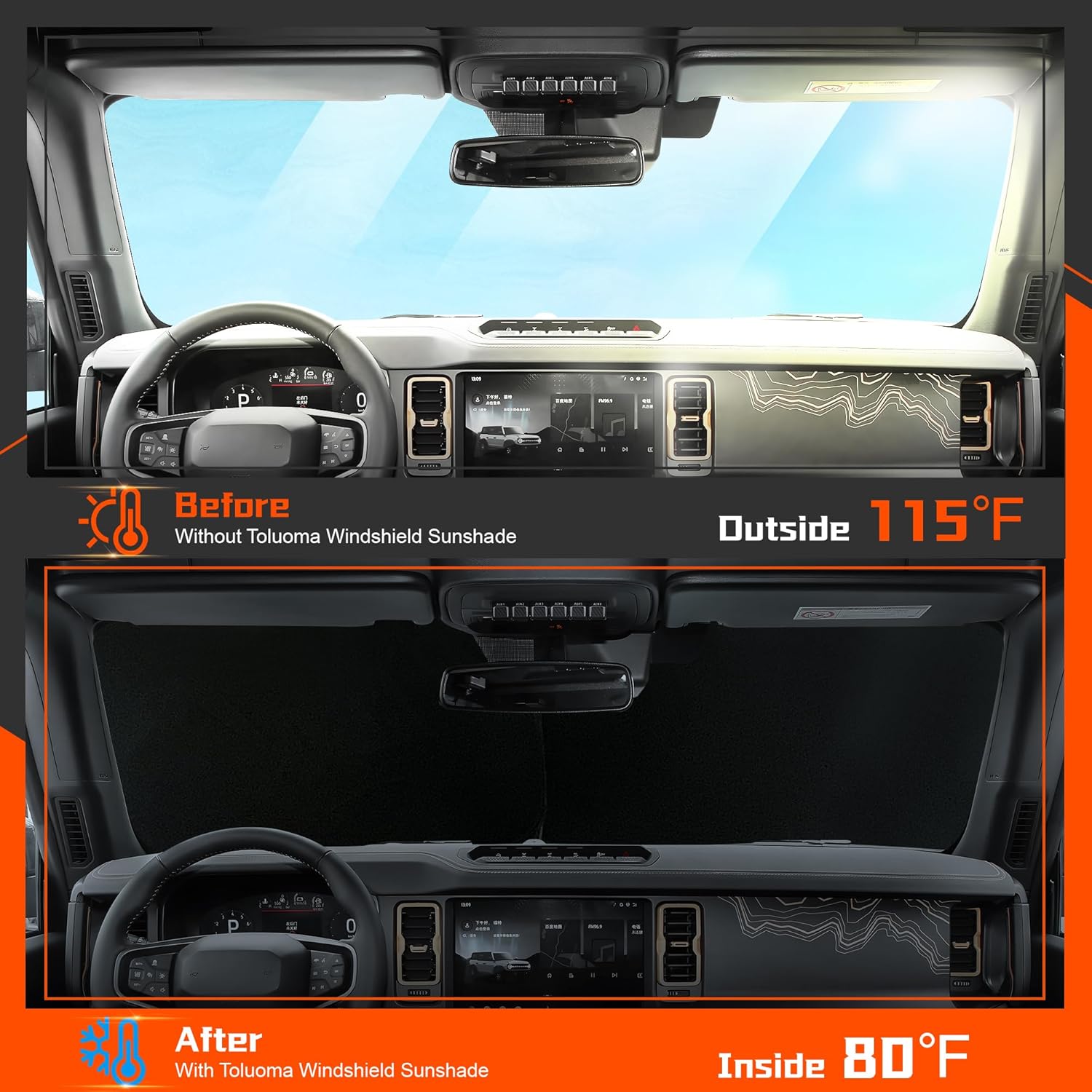 Custom Fit Windshield Sun Shade for Suba-ru Crosstrek 2018-2023 - Full Coverage, 210T Reflective Fabric, Double-Layer Design - Blocks 99% UV Rays, Keeps Car Cool, Easy to Install and Store