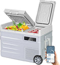 ELECAENTA 12 Volt Refrigerator, 43qt Dual Zone Car Fridge, Portable Freezer -4℉~68℉, Support DC/AC/Solar (Detachable Battery Optional), Electric Cooler for Camping Travel Fishing Road Trips