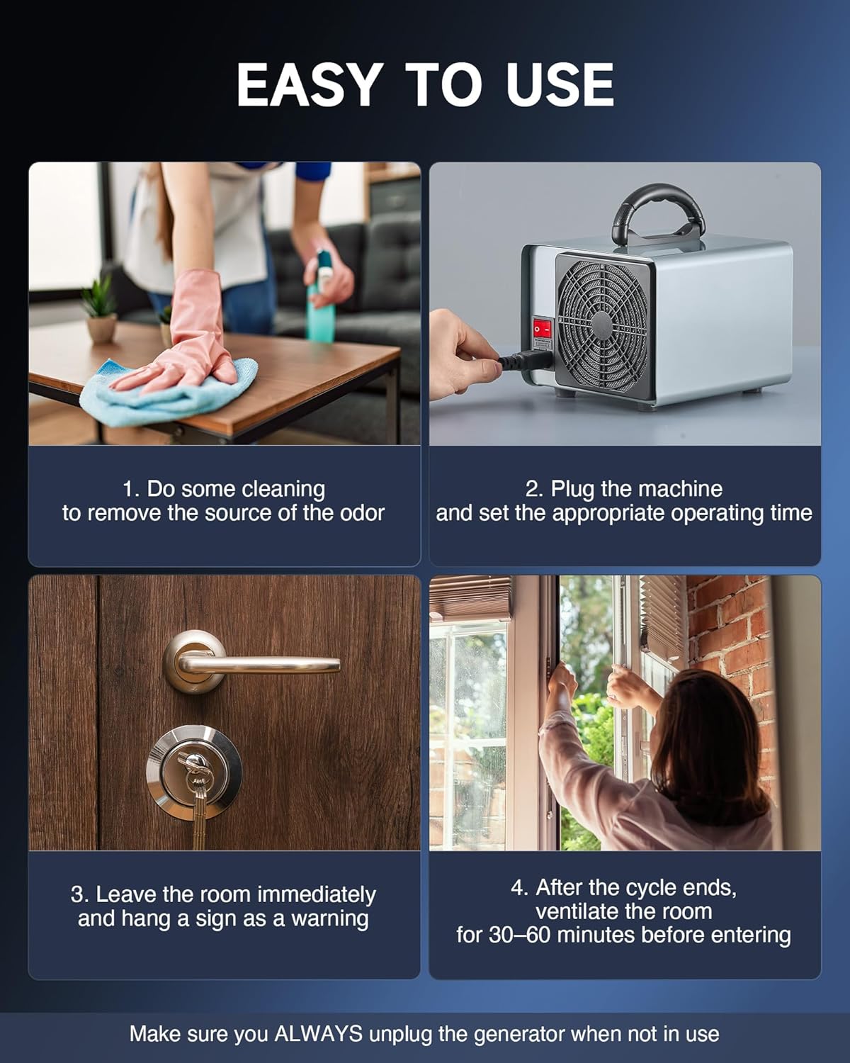 CREWORKS Ozone Odor Machine, Commercial Ozone Generator Air Purifier with Timer Display, 38000 mg/h Ozone Machine for Car Home Smoke Pet Odor Removal, High Capacity for 3200 sq ft Room, Silver