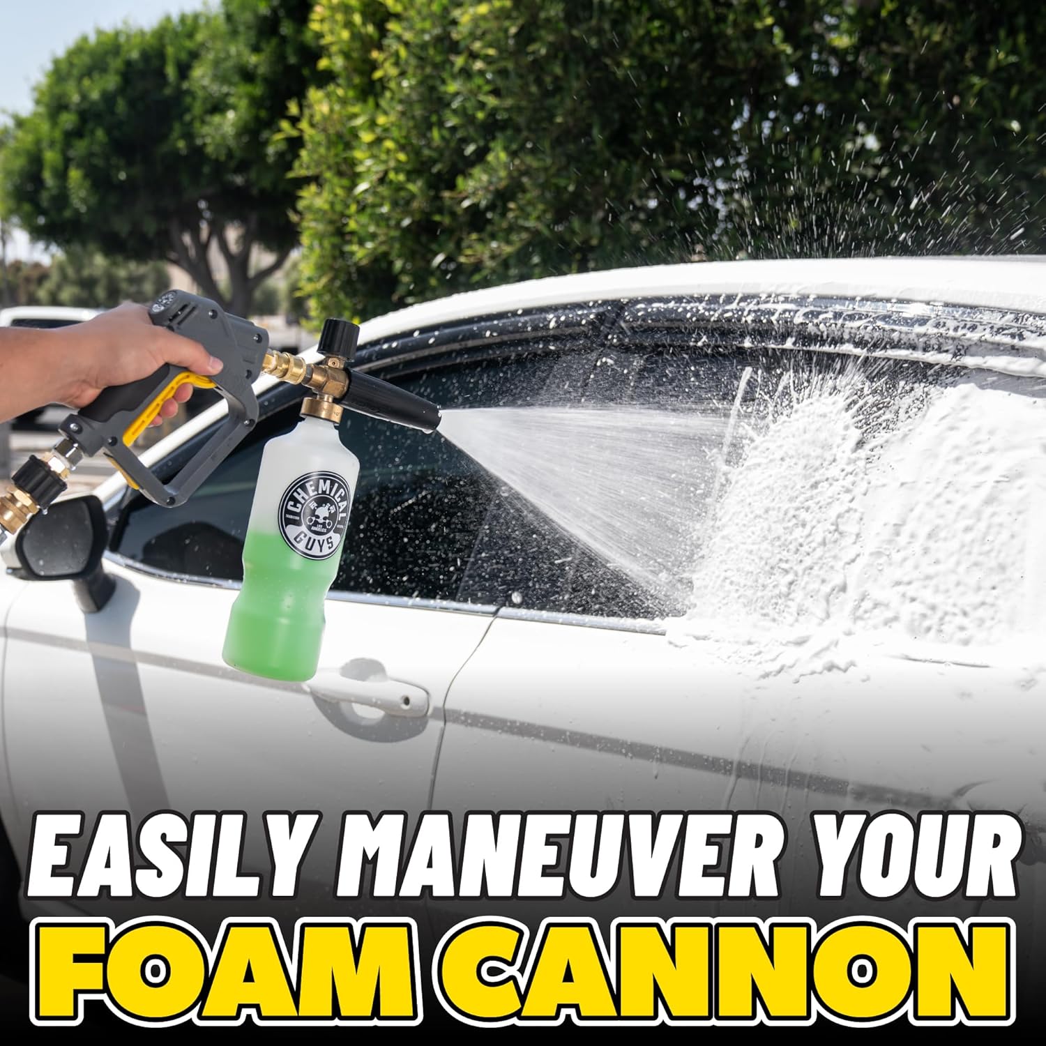 Chemical Guys EQP402 Snubby Pressure Washer Gun, Foam Cannon Attachment, For Gas & Electric Pressure Washers