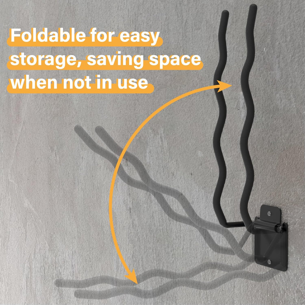 Heavy Duty Garage Hooks - 6 Pack Wave Hooks for Shovels, Chairs Tools - Durable 12" Ladder Hanger, Ideal for Garden, Garage, Yard Tool Organization
