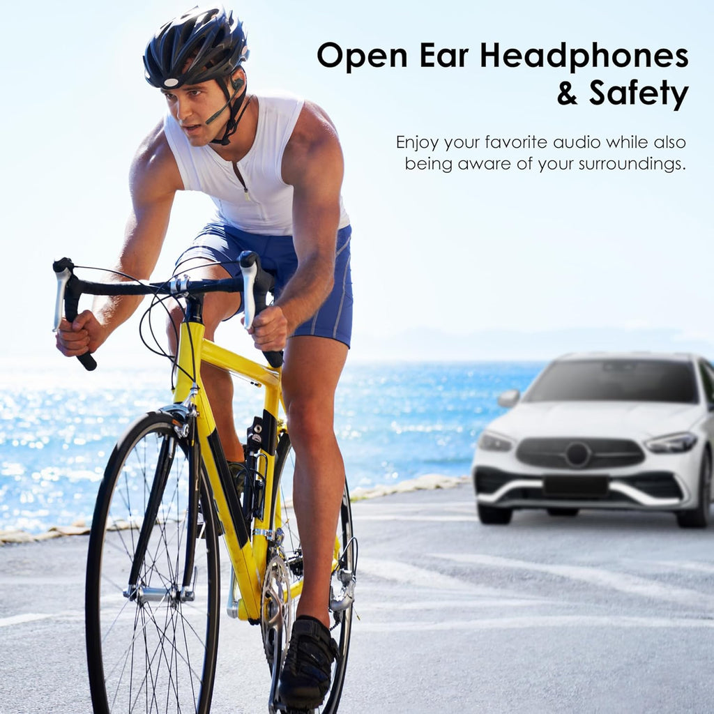 Open Ear Headphones with Mic, Bluetooth Headset with Microphone, Dual Connect Bluetooth 5.3 with AI Noise Cancelling Mic & Mute Function, Wireless Headset for Work, Sports, Drive