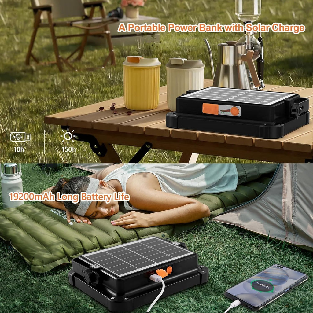 Portable LED Work Solar Light 100W 16500mAh 10000 LM with Stepless Brightness Job Site Battery Rechargeable LED Floor Light for Emergency Worklight for Hurricane (Black)