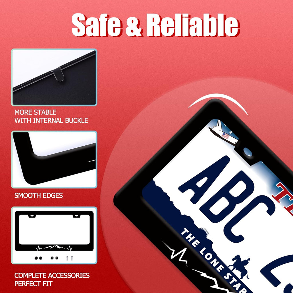 Mountains License Plate Frame Funny Mountain License Plate Holder Stainless Steel Accessories Cars Decor with 2 Holes and Screws Fits Standard Us Ca Vehicles License Plate Frames 12.2 X 6 Inch