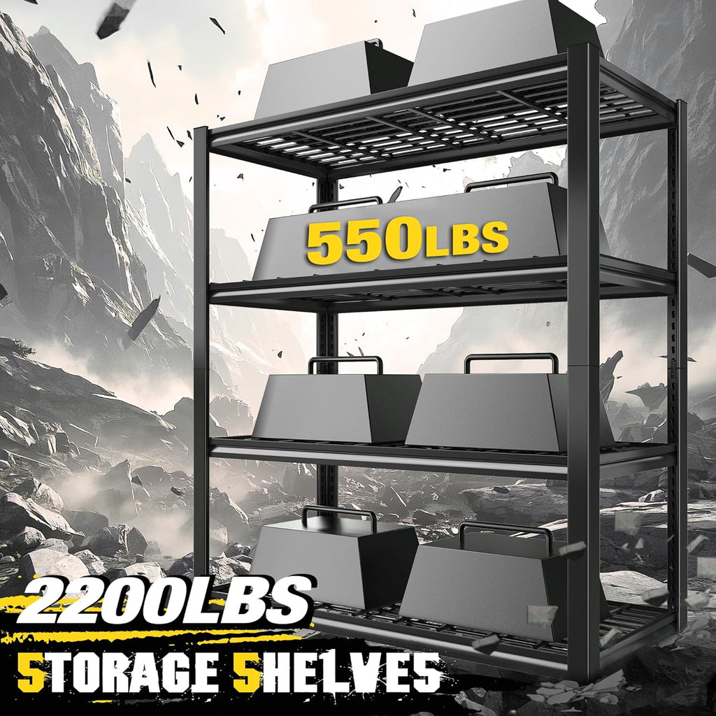 REIBII 40" W Storage Shelves 2200LBS Garage Shelving Heavy Duty Metal Shelving Adjustable Metal Shelves Industrial Shelf for Warehouse Basement Pantry Kitchen, 2 Pack