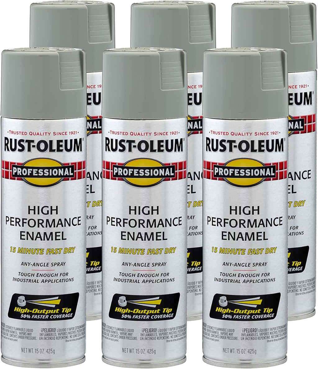 Rust-Oleum 7519838-6PK Professional High Performance Enamel Spray Paint, 14 Oz, Stainless Steel, 6 Pack