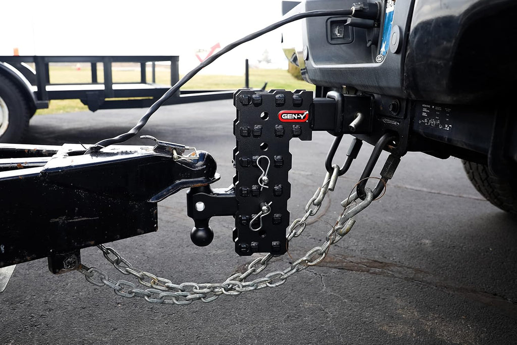 GEN-Y Hitch Solid Shank Adjustable Tow Hitch with Dual-Ball and Pintle Lock for 2.5" Receiver - 10" Drop - 16,000 LB Towing Capacity - 1,600 LB Tongue Weight - Black