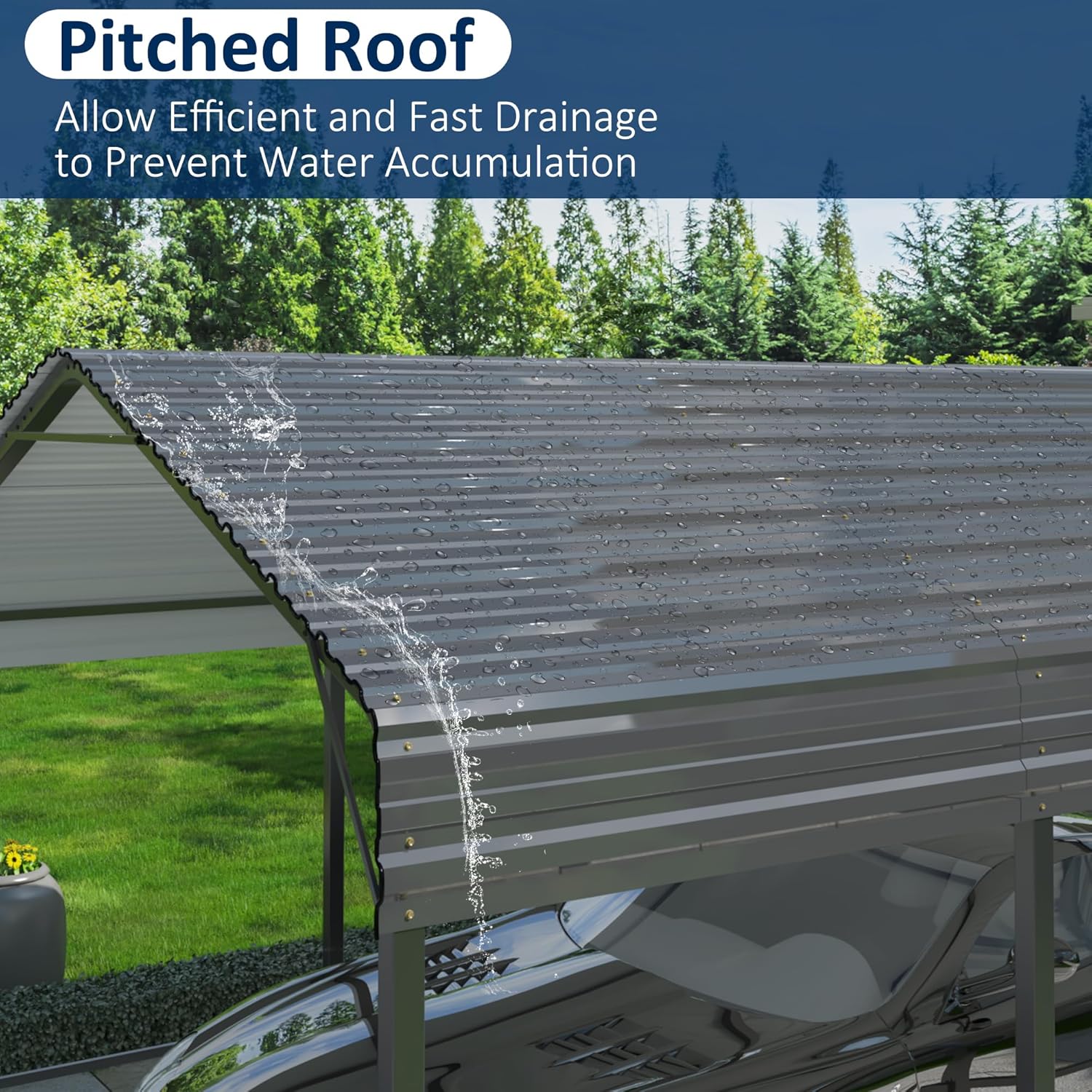 10x15 Metal Carport Carports with Enhanced Base Heavy Duty Garage Outdoor Galvanized Car Shelter for Car, Boats and Truck