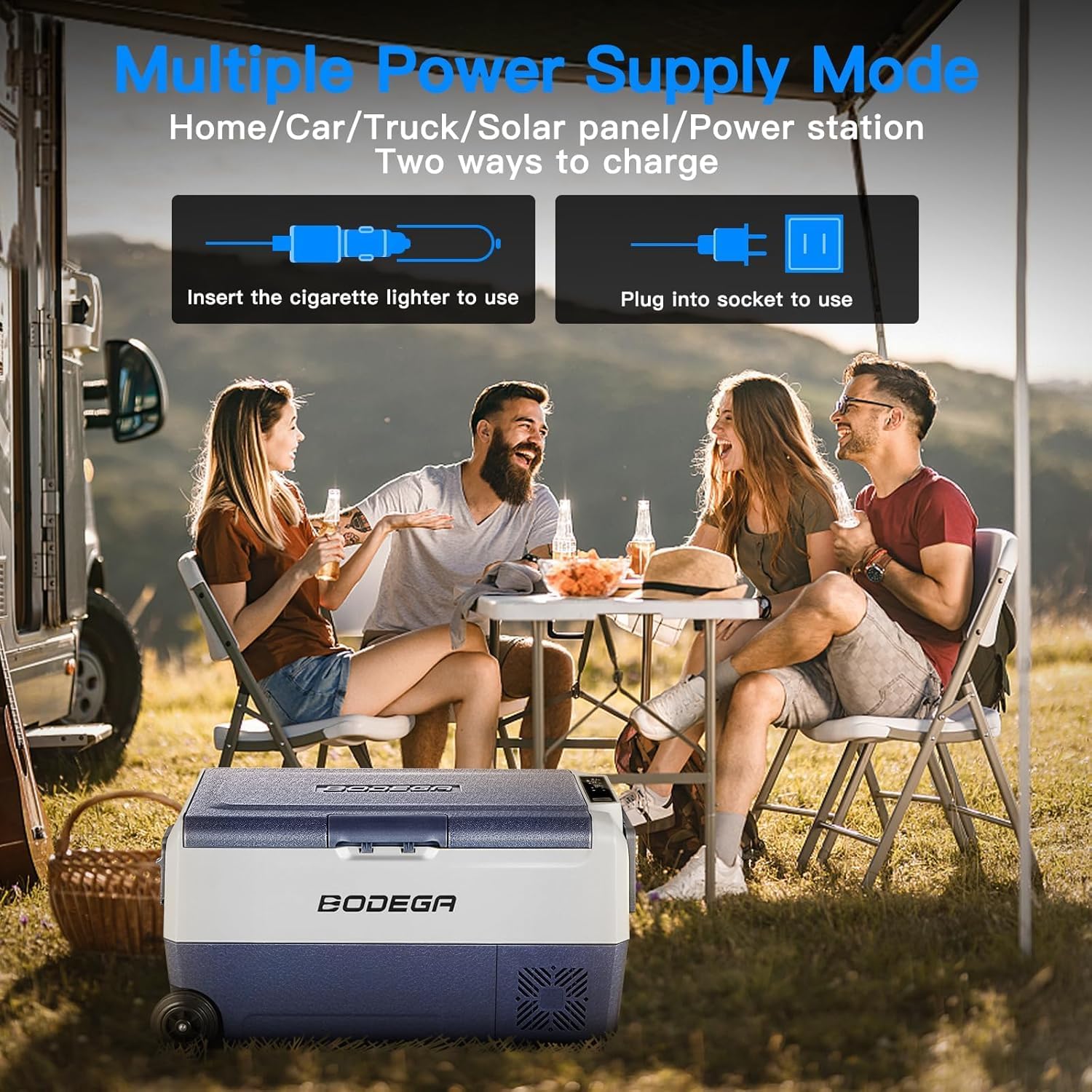 BODEGACOOLER 12 Volt Portable Refrigerator,38 Quart Car Fridge APP Control,36L (-4℉-68℉) Compressor Car Freezer 12/24V DC and 100-240V AC for Travel,Truck RV Camping Boat and Home Use