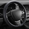 【2025 Model】 High-Grade Real Cowhide Steering Wheel Cover，Black Genuine Leather Steering Wheel Cover for Cars,Universal 15 inch Steering Wheels,Grid & Square Motif