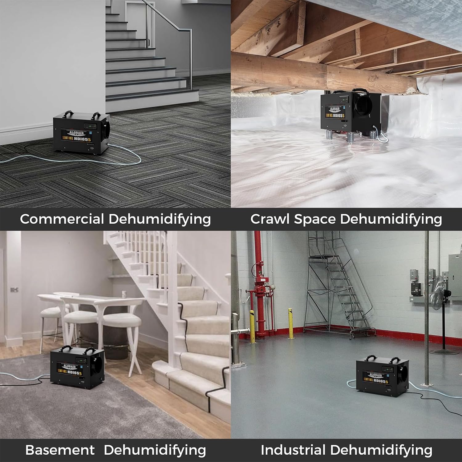 ALORAIR 120 PPD Commercial Dehumidifiers with Pump and Hose, Crawl Space Basement dehumidifier, Industry Water Damage Unit, Compact, Portable, Auto Defrost, Memory Starting