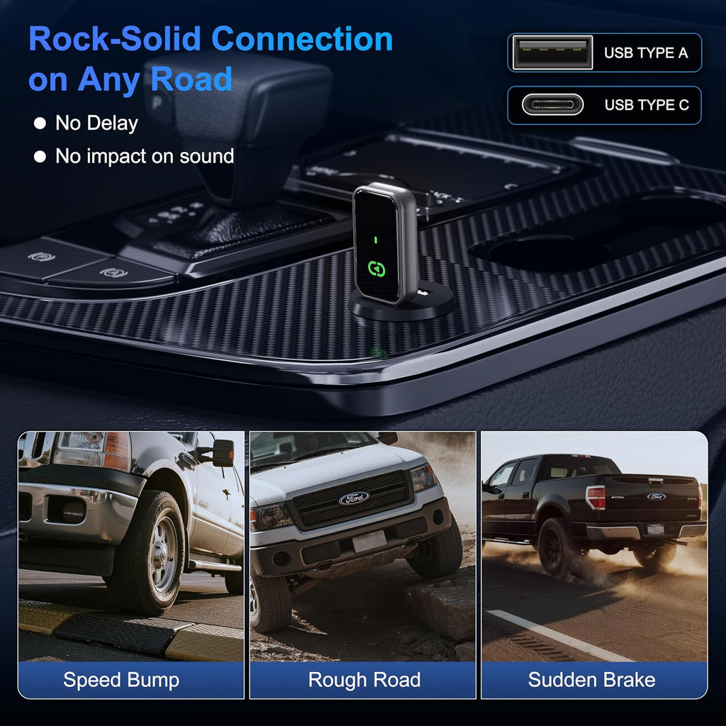 Wireless CarPlay Adapter 2025 Mini Size Multi-User Dongle Seamless Car Bluetooth Carplay Adapter for iPhone and Vehicle USB & Type-C Plug and Play Car Play Wire to Wireless No Delay Auto Connect