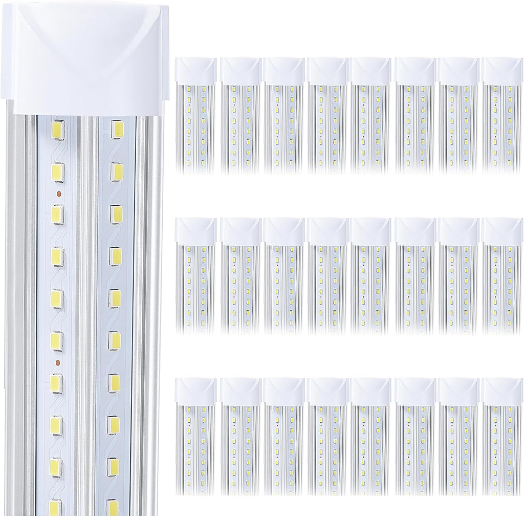 25 Pack,Led Shop Lights, 8FT Led Shop Light,100W 6000K 15000LM Clear White,Led Shop Light 8FT 110V Linkable Integrated V-Shape for Shop Garage,Warehouse