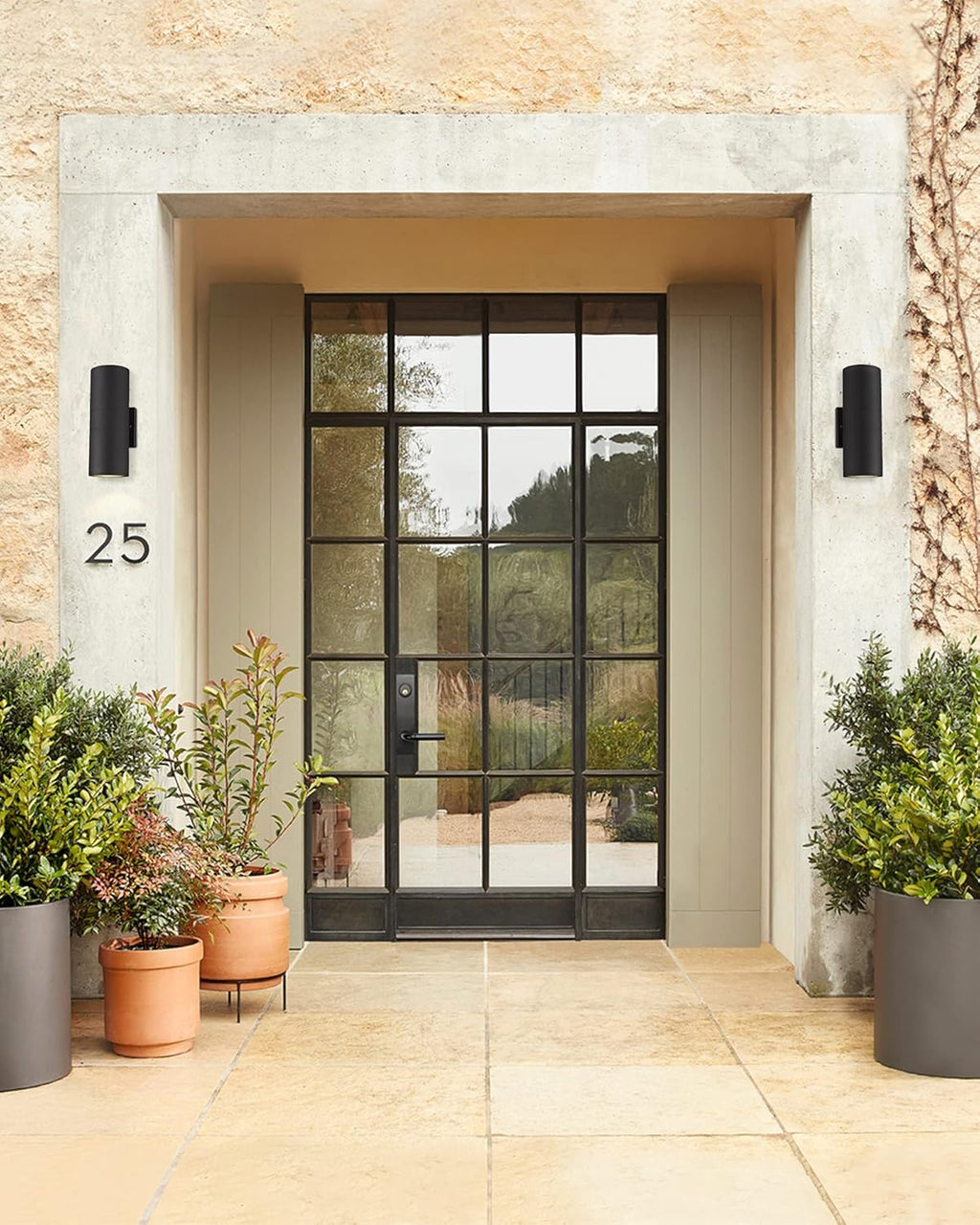 Ken & Ricky Exterior Wall Lights, Outdoor Up and Down Wall Sconce, Cylinder Outside Lights with Tempered Glass Cover for House Porch Garage Patio Doorway Entryway -1 Pack