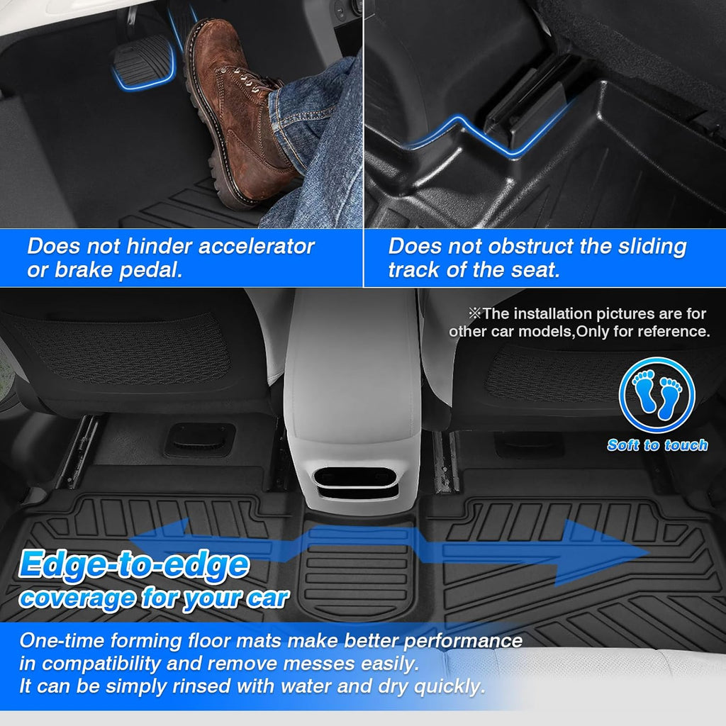 Cartist Floor Mats Fit for 2017-2024 2025 Ford F-250/F-350/F450 Super Duty Crew Cab w/Under Seat Storage Accessories All Weather Floor Mat Heavy Duty TPE Odorless Carpet Protection