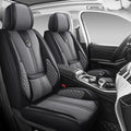 Car Seat Covers Full Set, Black Seat Cover for Cars Compatible Airbag, Easy Install Luxury Leather Automotive Seat Covers with Lumbar Support, for Car, Truck, SUV, Grey