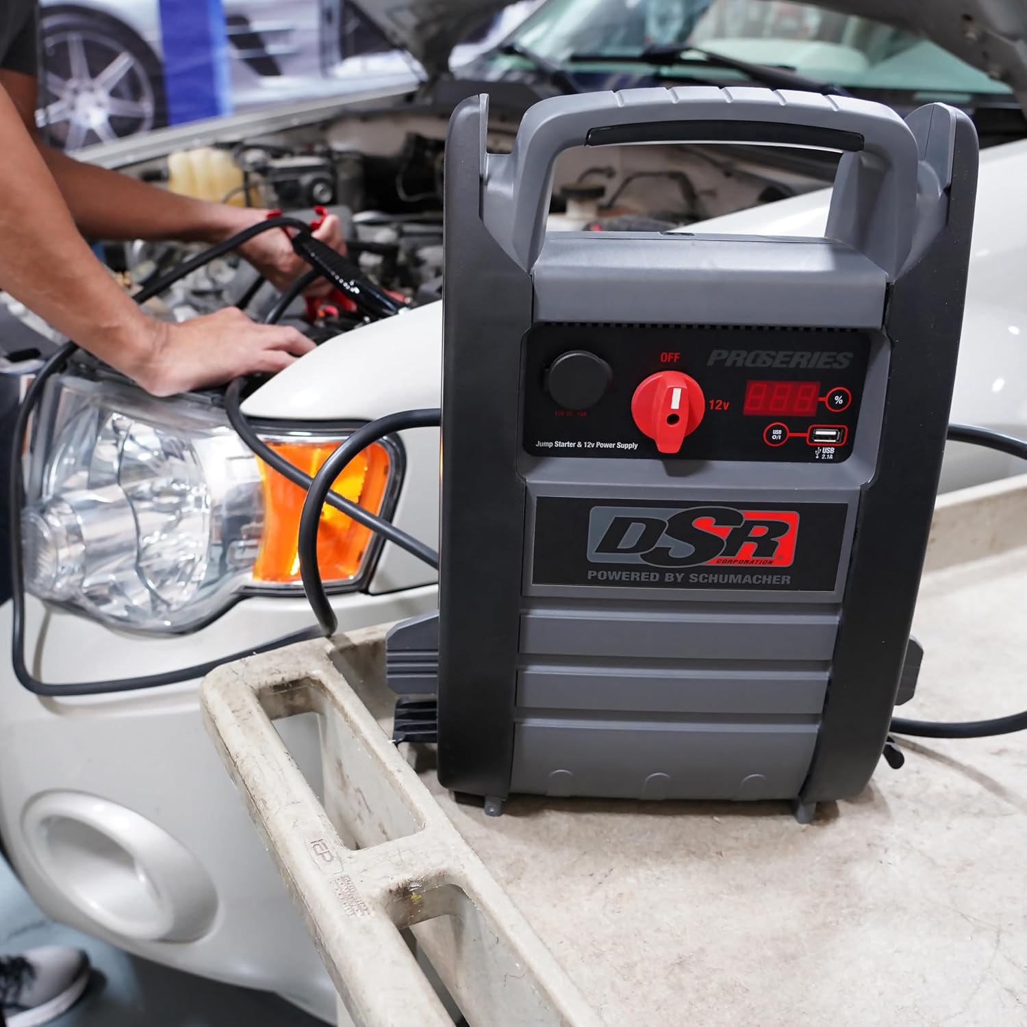 Schumacher Electric DSR ProSeries Car Battery Jump Starter - 2200 Peak Amp 12V Car Starter, Jump Box & Portable Power Station - Digital Display, Heavy-Duty Clamps - DSR165