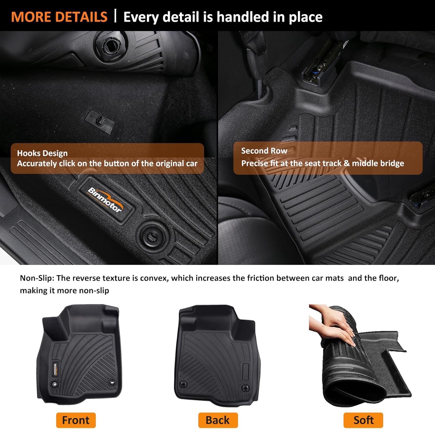 Binmotor-Floor Mats with Cargo Liner for Hyundai Tucson 2022-2025(Only for Gas Models), Tucson All Weather Car Floor Mats, Cargo Mat Rubber Liners Accessories for Hyundai Tucson Petrol Models